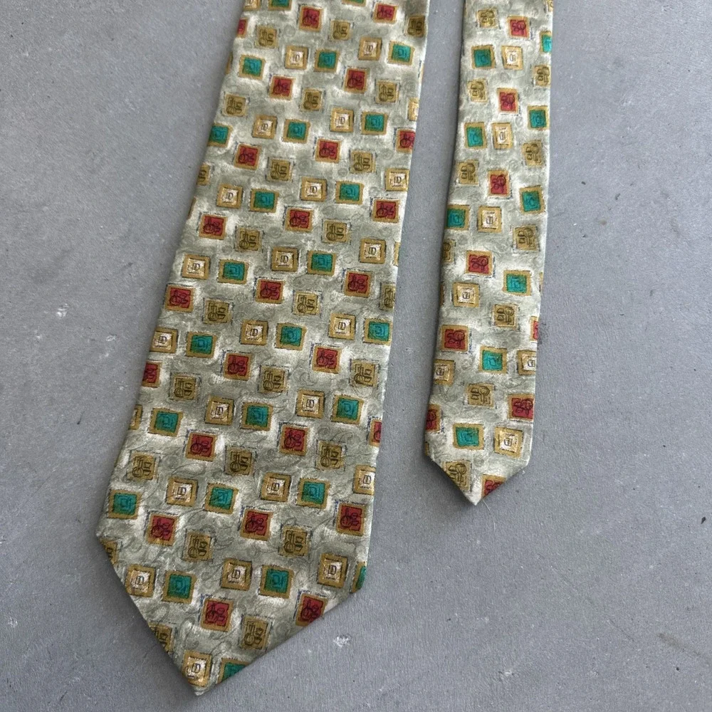Ermengildo Zegna Men's Silk Necktie - Geometric Picture Frame Abstract